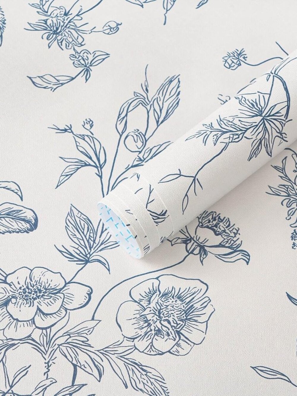 Peel and Stick Wallpaper Floral Vintage Stick on Wall Paper Blue and White Conta